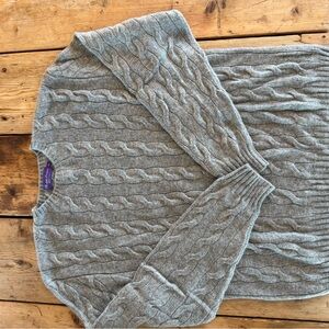 Ralph Lauren Purple Label Gray Cable Knit Men’s Sweater